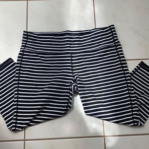 Athleta Black & White Striped Crop Leggings